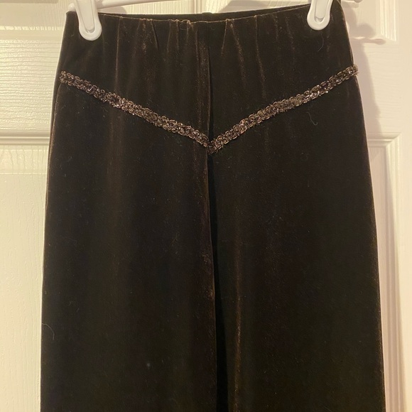 Velvet wide leg cropped pant - Picture 2 of 3